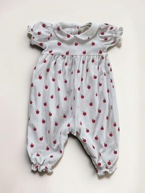 TBBC VGUC Pima Cotton Apple Print Fall Romper